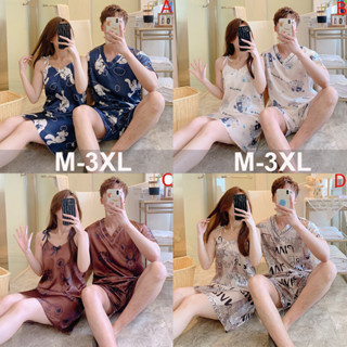 Hot Sale Men Women Silk Satin Pajamas Set Short Sleeve Sleepwear Female Male Couples Pyjamas Suit Nightwear