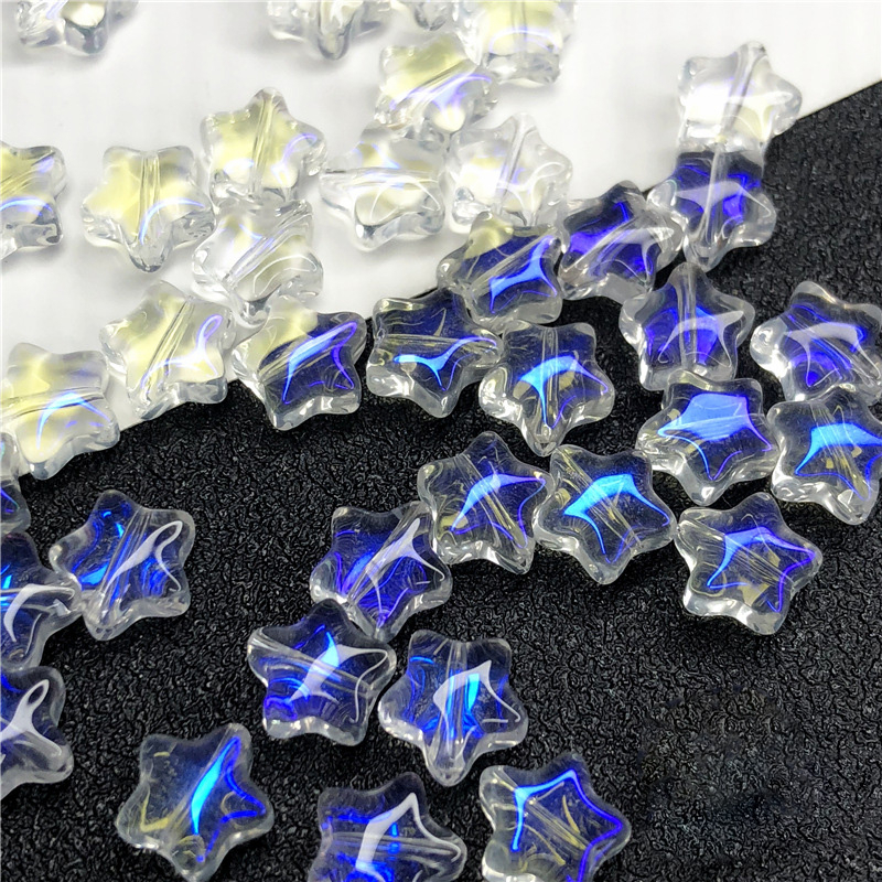 50pcs 8mm Star Shape Gradient สีคริสตัลโปร่งใสภาษาเช็คคําแก้วหลวม Spacer ลูกปัดสําหรับ Handmade สร้อยข้อมือสร้อยคอ DIY เครื่องประดับทําซัพพลายเออร์