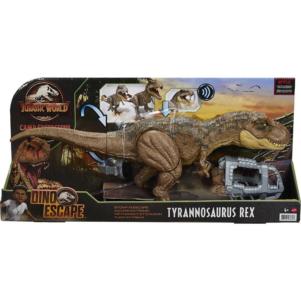 Jurassic World Camp Cretaceous ของเล่นไดโนเสาร์, Stomp N Escape Tyrannosaurus Rex Action Figure พร้อ