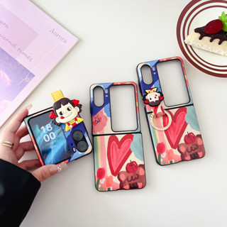 เคสโทรศัพท์มือถือ ลายภาพวาดสีน้ํามัน รูปหมี พร้อมสายคล้องมือ สําหรับ OPPO Find N2 FLIP