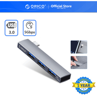 Orico อะแดปเตอร์ฮับ USB 3.0 Type C อะลูมิเนียม ขนาดเล็ก ความเร็วสูง 3 พอร์ต USB 2.0 อุปกรณ์เสริม สําหรับคอมพิวเตอร์ แล็ปท็อป HUAWEI Mac (AH-W13)