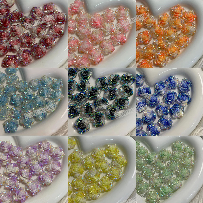 เครื่องประดับ กิ๊บติดผมเรซิ่น รูปดอกกุหลาบเรืองแสง ขนาด 22 มม. Diy