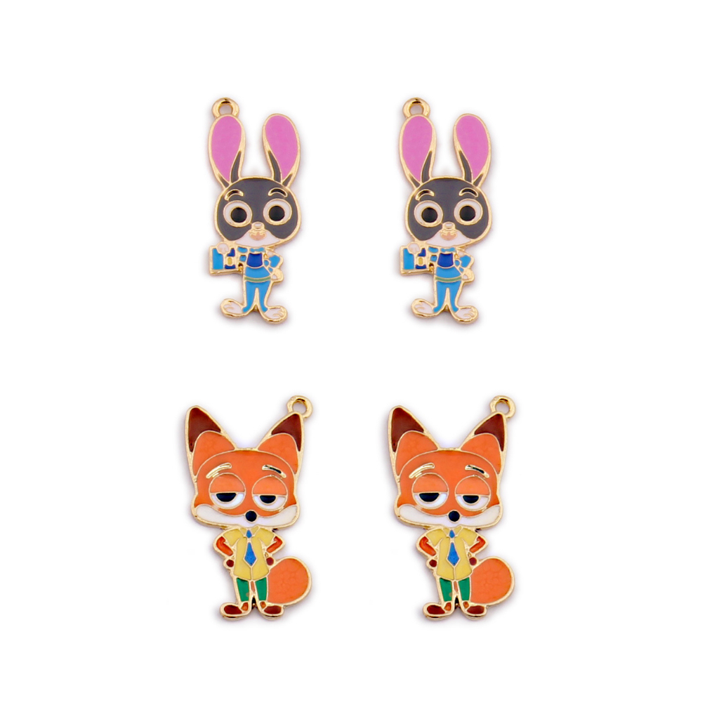 2 ชิ้น/ล็อต Disney Zootopia การ์ตูนกระต่ายสีขาว Fox เคลือบโลหะผสมเคลือบจี้อุปกรณ์เสริม Charms สําหรับผู้หญิง, Key Chain/ต่างหู/สร้อยคอจี้ Handmade DIY เครื่องประดับ 167