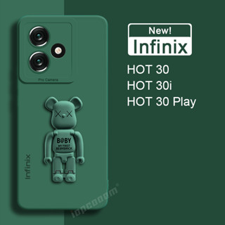 เคสซิลิโคนนิ่ม ลายหมีน่ารัก พร้อมขาตั้ง สําหรับ Infinix HOT 30 20 Play 30i Zero 5G 2023 20 4G