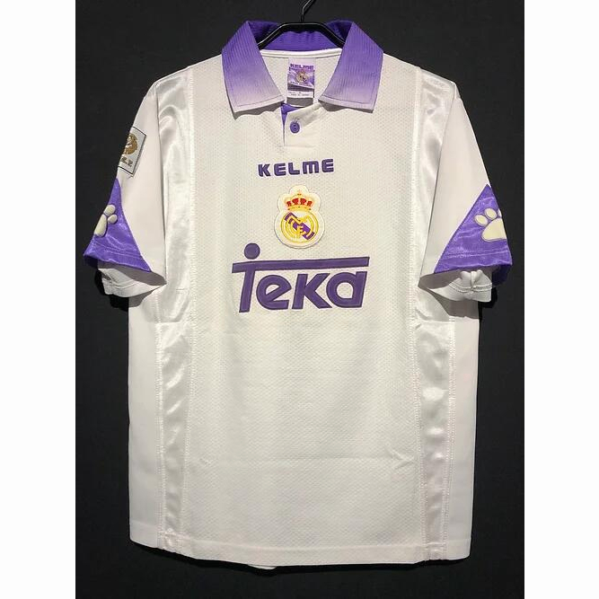 เสื้อกีฬาแขนสั้น ลายทีมฟุตบอล Real Madrid 1997/1998 ชุดเหย้า สไตล์เรโทร