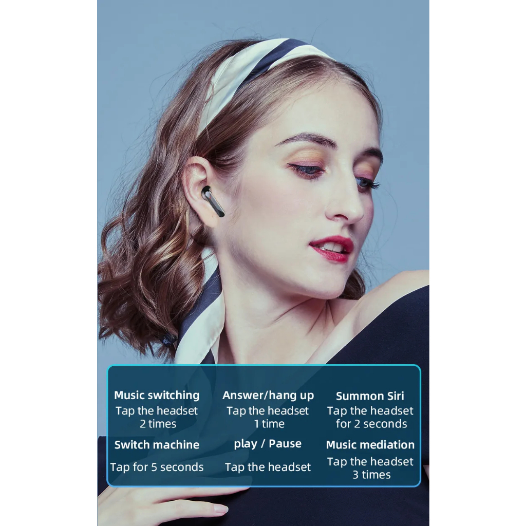 2021 หูฟังบลูทูธ TWS พร้อมไมโครโฟนชุดหูฟังสเตอริโอกีฬากันน้ําหูฟังไร้สายบลูทูธเหมาะสําหรับ Apple xiaomi