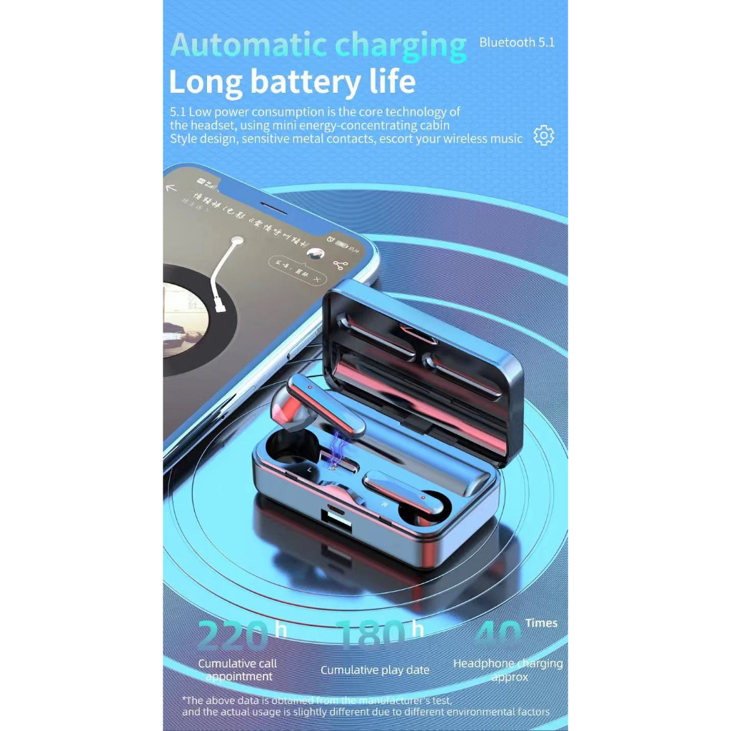 2021 หูฟังบลูทูธ TWS พร้อมไมโครโฟนชุดหูฟังสเตอริโอกีฬากันน้ําหูฟังไร้สายบลูทูธเหมาะสําหรับ Apple xiaomi