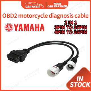 คาร์ทเนอร์ สําหรับ Yamaha 3Pin 4Pin 2 in 1 เป็น OBD2 รถจักรยานยนต์ เครื่องสแกนเนอร์ สายเคเบิลต่อขยาย สําหรับ Yamaha รถจักรยานยนต์ วินิจฉัย สายเคเบิลอะแดปเตอร์ OBD รหัสความผิดพลาด อ่าน ล้าง ELM327