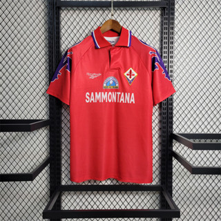 เสื้อกีฬาแขนสั้น ลายทีมชาติฟุตบอล Fiorentina 1995 1996 ชุดเหย้า สไตล์วินเทจ คลาสสิก