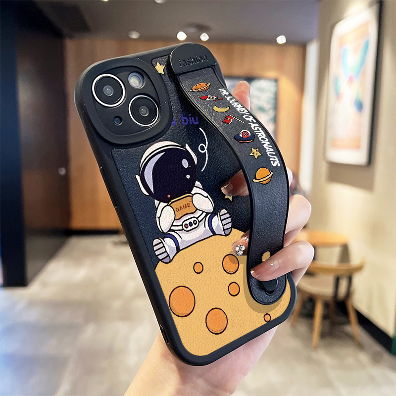 Xmd เคสโทรศัพท์มือถือหนังนิ่ม ลายการ์ตูนนักบินอวกาศน่ารัก พร้อมสายคล้องมือ สําหรับ Oppo A78 A77 A76 A53 A52 A92 A96 A83 A31 A7 A15 A12 A5 A9 2020 F9 F11 Reno 2F 4Z 5 6 7Z 8Z 8T 5G W006
