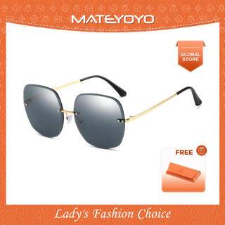 Mateyoyo ใหม่ แว่นตากันแดด UV400 กรอบโลหะ ทรงสี่เหลี่ยม ไล่โทนสี หรูหรา สีทอง สีเงิน สําหรับผู้หญิง และผู้ชาย