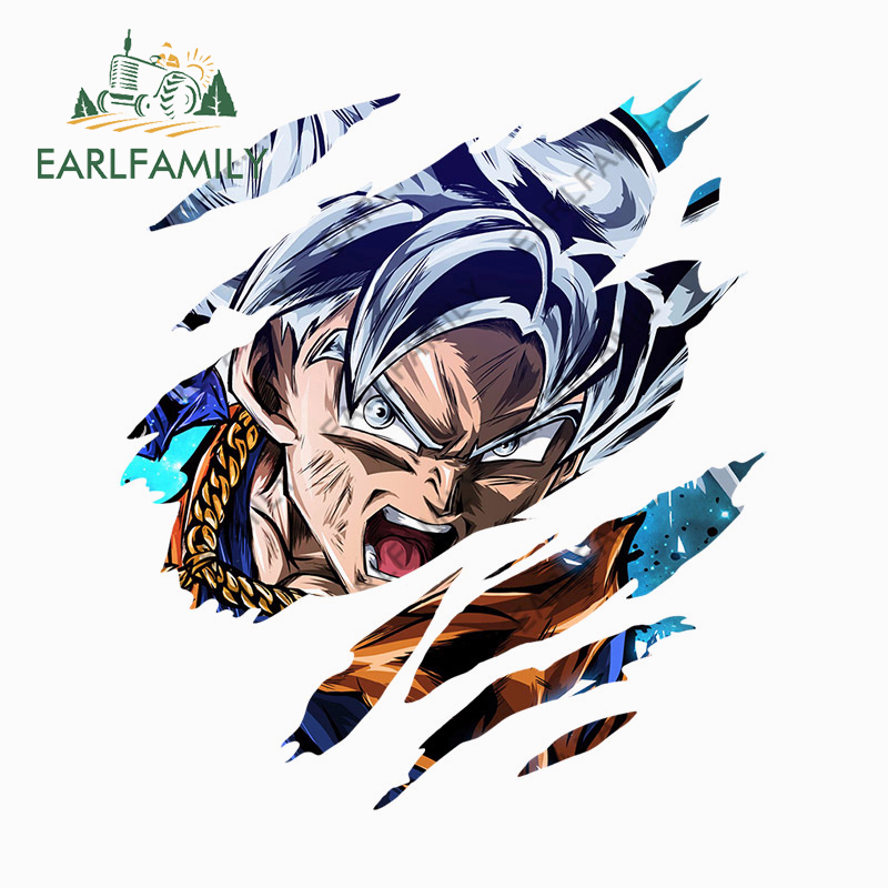 Earlfamily สติกเกอร์ กันน้ํา กันรอยขีดข่วน ลายอนิเมะ Dragon Ball Tear RV Camper 13 ซม. สําหรับติดตกแต่งกระจกหลังรถยนต์