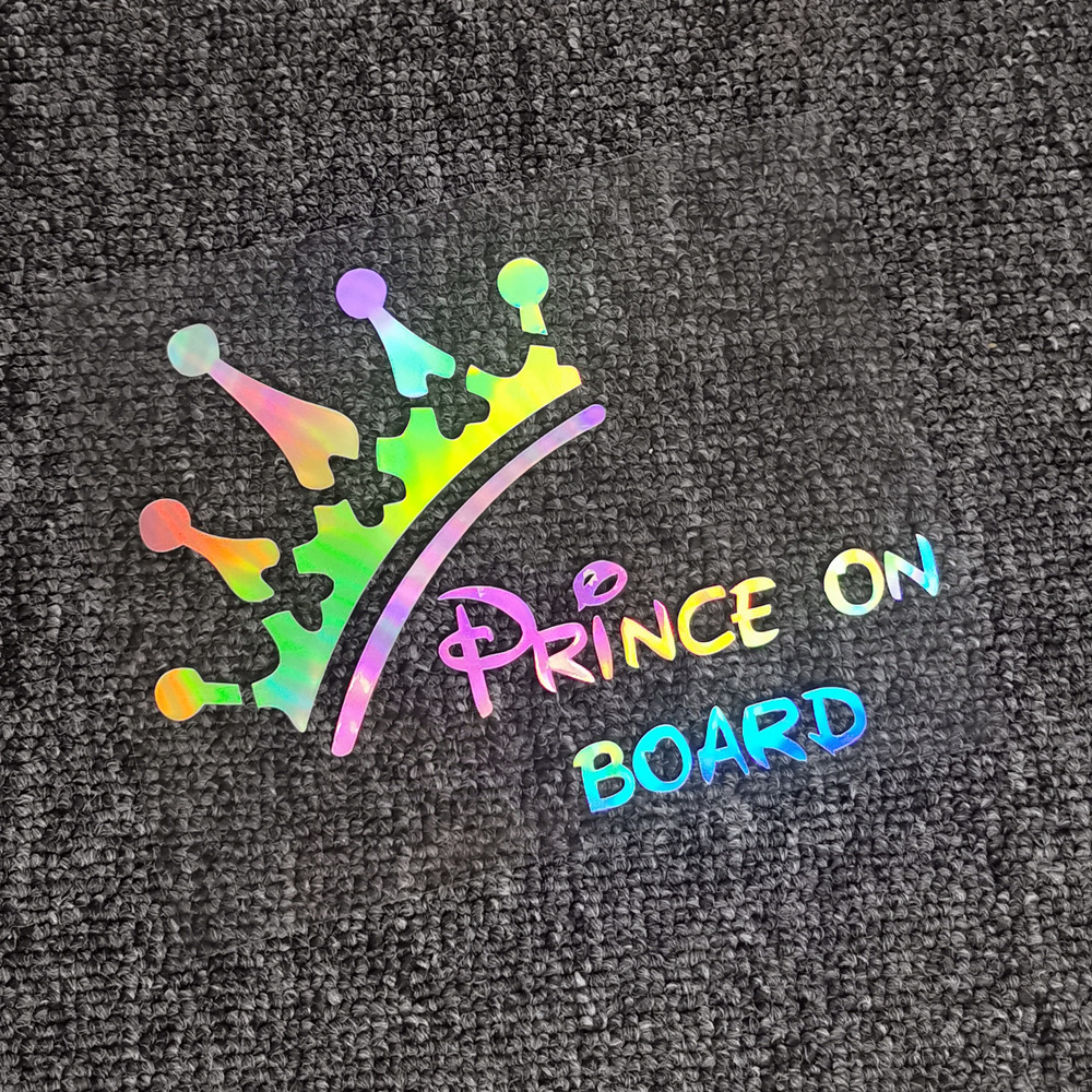 สติ๊กเกอร์ติดรถ Prince On Board Baby In Car Boy ตกแต่งสะท้อนแสงสําหรับกระจกหน้าต่างกันชน Trunk