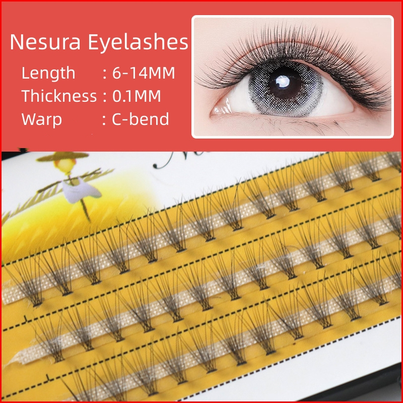 Makeup Accessories 23 บาท Nesura ขนตาปลอม 10D สีดํา 6 มม. ถึง 14 มม. 60 ชิ้น Beauty