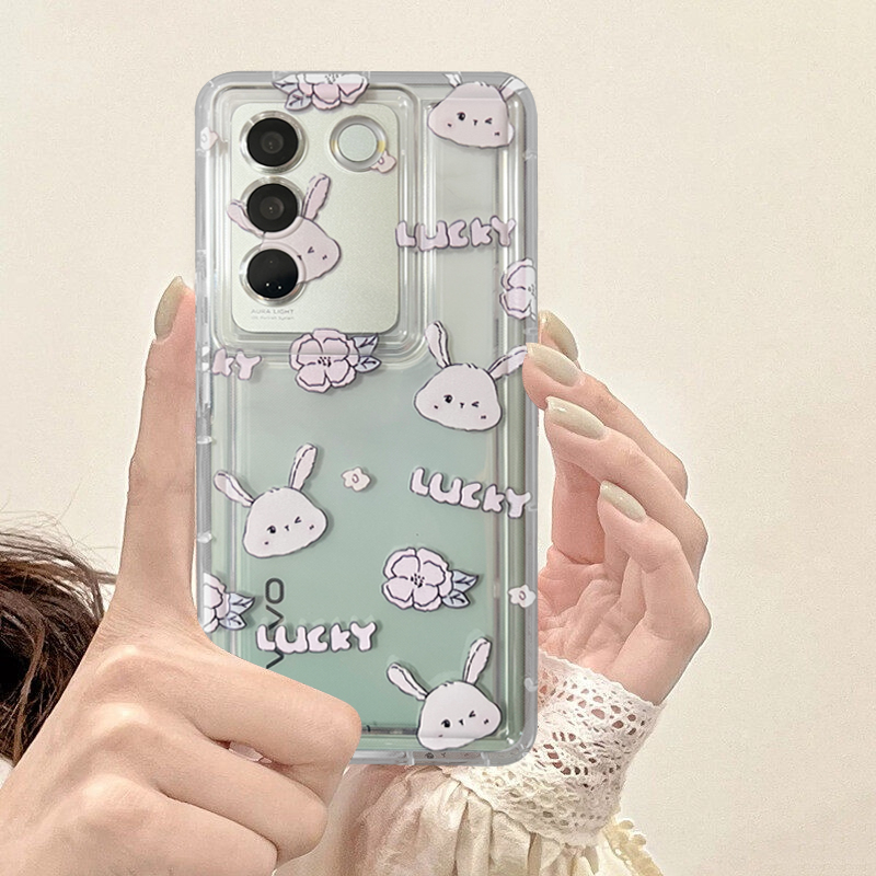 เคส Vivo V23 5G เคส Vivo V25 Pro เคสโทรศัพท์มือถือเจลลี่ใส แบบนิ่ม ลายกระต่ายน่ารัก กันกระแทก สําหรั