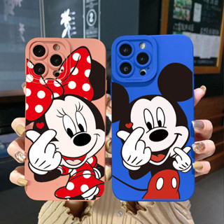 เคสป้องกันโทรศัพท์มือถือ ขอบสี่เหลี่ยม ลายมิกกี้ มินนี่เมาส์ สําหรับ iPhone 14 Plus 13 Pro Max 12 iPhone 11 XR 8 7 SE 2022