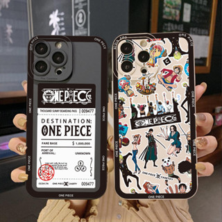 เคสป้องกันโทรศัพท์มือถือ ขอบสี่เหลี่ยม ลายลูฟี่ OnePice สําหรับ iPhone 14 Plus 13 Pro Max 12 iPhone 11 XR 8 7 SE 2022