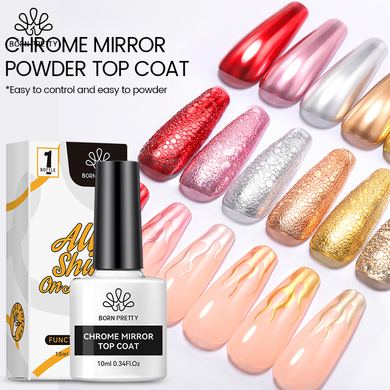 BORN PRETTY Mirror Powder Top Coat Functional เล็บเจล Polish Base Top Coat เล็บเจล Soak Off Nail Art