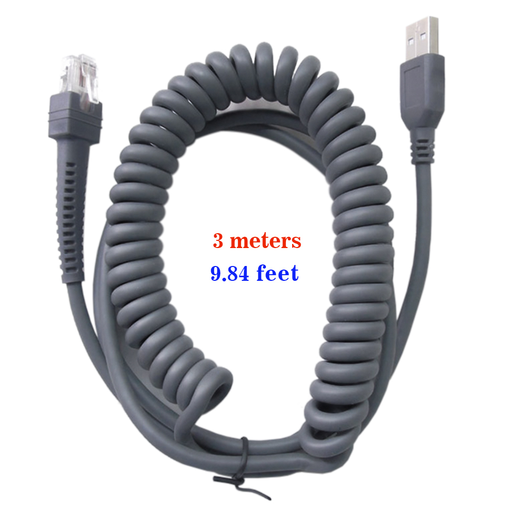สายเคเบิล USB ยาว 3 เมตร สําหรับเครื่องอ่านบาร์โค้ด Symbol Zebra LS2208-SR LS3408 LS1203 LS4208 DS34