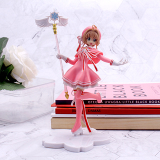 โมเดลฟิกเกอร์ PVC รูปการ์ตูนอนิเมะ Cardcaptor Sakura Kinomoto Sakura ขนาด 15.5 ซม. สีชมพู ของเล่นสําหรับเด็ก