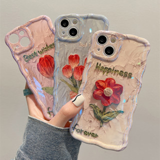 เคสโทรศัพท์มือถือ TPU แบบนิ่ม ลายดอกไม้ กันกระแทก หรูหรา สําหรับ iPhone 14 Pro Max 11 12 13 Pro Max