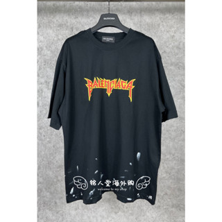 Blsjjs ใหม่ เสื้อยืด แขนสั้น พิมพ์ลายโลโก้ตัวอักษร Lightning ทรงหลวม สําหรับผู้ชาย และผู้หญิง