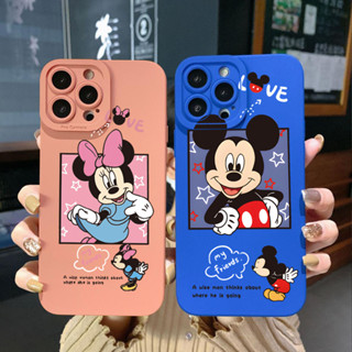 เคสโทรศัพท์มือถือ ขอบสี่เหลี่ยม ลายมิกกี้ มินนี่ หน้ายิ้ม สําหรับ Samsung Galaxy A33 A53 A73 5G A32 A52S A72 A31 A41 A71