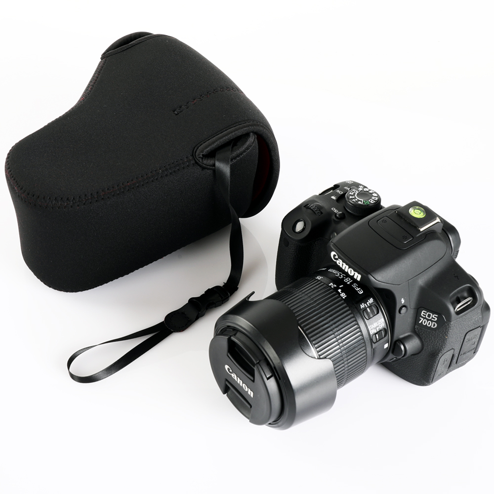 Neoprene Soft Case Velour กระเป ๋ ากล ้ องกันน ้ ําสําหรับ Canon EOS 200D Mark II 250D 4000D 3000D 2000D 1500D 1300D 1200D 18-55 มม.เลนส ์