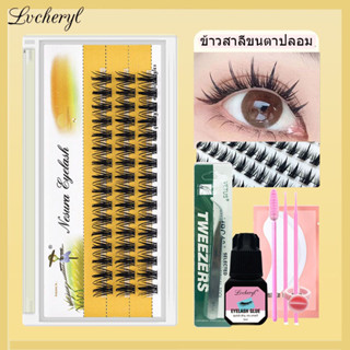 Lvcheryl ขนตาปลอม แบบธรรมชาติ พร้อมกาว สําหรับต่อขนตาปลอม DIY