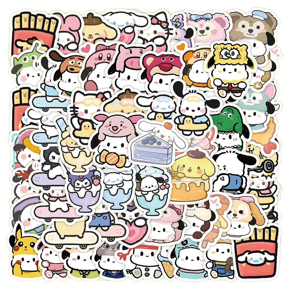 SANRIO สติกเกอร์ ลายซานริโอ้น่ารัก สําหรับติดตกแต่งโน้ตบุ๊ก แล็ปท็อป หมวกกันน็อค 100 ชิ้น