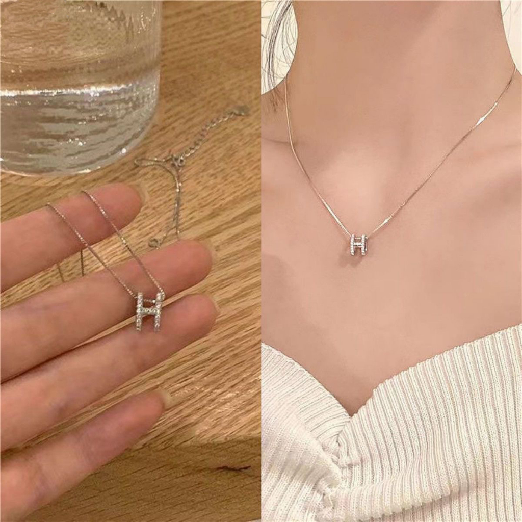 สร้อยคอจี้ตัวอักษร H สร้อยคอแฟชั่น เครื่องประดับผู้หญิง สร้อยคอ18k ดีไซน์สวย ไม่ลอกไม่ดำ