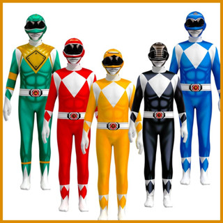 Fantasia Power Rangers ชุดจั๊มสูทคอสเพลย์ Morpher Mighty Morphin Superhero สําหรับผู้ใหญ่ และเด็ก