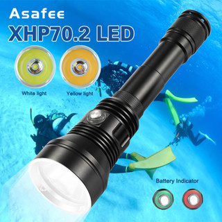 Asafee A33 ไฟฉายดําน้ํา XHP70.2 LED 8000LM 5 โหมด 80 เมตร สําหรับดําน้ํา