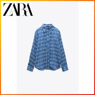 Zara เสื้อเชิ้ต ผ้าซาติน พิมพ์ลาย แฟชั่นฤดูใบไม้ผลิ สําหรับผู้หญิง