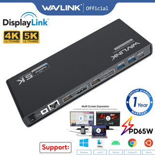 Wavlink แท่นชาร์จ USB C Dual 4K พร้อมจอแสดงผล HDMI 65W หลายจอแสดงผล