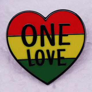 เครื่องประดับ เข็มกลัดเคลือบ ลาย One Love Heart Marley Inspired badge Reggae music ของขวัญ