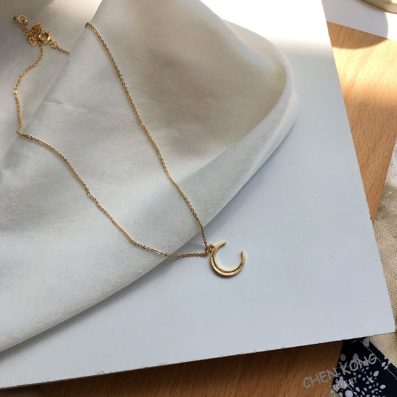 สร้อยคอโซ่ จี้รูปดวงจันทร์ เข้ากับทุกการแต่งกาย สไตล์เกาหลี สําหรับผู้หญิง - รูปที่ 4