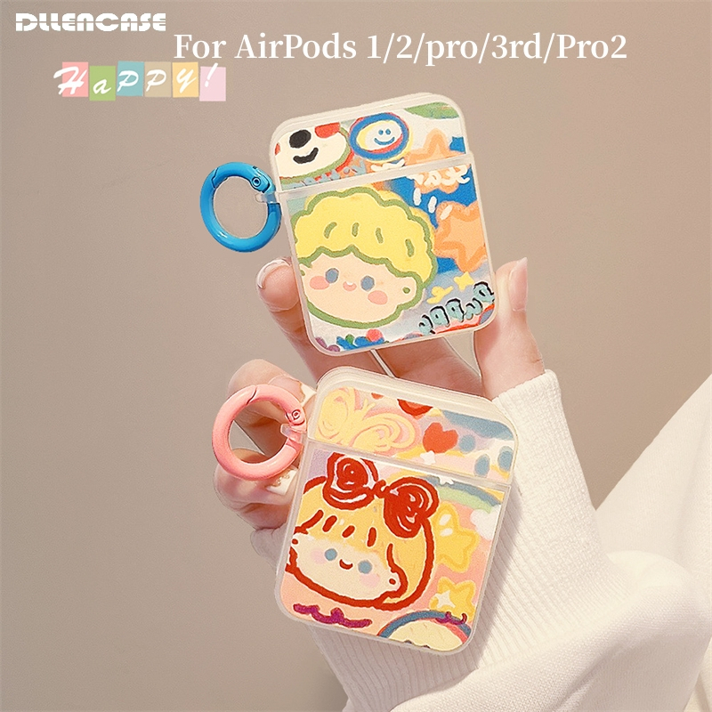 INPODS Dllencase เคสซิลิโคน ลายการ์ตูนน่ารัก พร้อมตะขอ สําหรับ Apple AirPods Gen 2 AirPods Pro 1 2 3 Airpod 3 1 2 3 A349