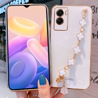 เคสโทรศัพท์มือถือ แบบนิ่ม พร้อมสายโซ่คล้อง ชุบทอง สําหรับ Realme C33 C55 C30 C30S GT Neo5