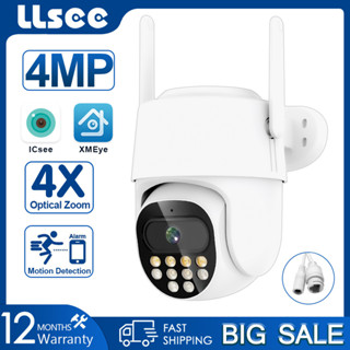 Llsee กล้องวงจรปิดไร้สาย 4MP ซูมออปติคอล 4X มองเห็นกลางคืน IP66 กันน้ํา ติดตามอัจฉริยะ เพื่อความปลอดภัย