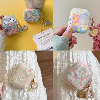 เคสหูฟังบลูทูธไร้สาย แบบแข็ง ลายดอกไม้ สีชมพู เรียบง่าย สําหรับ AirPods 1 2 3 Pro Pro2 AirPods 3 AirPods 2 Gen