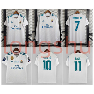 เสื้อกีฬาแขนยาว ลายทีมชาติฟุตบอล real madrid 17 18 ชุดเหย้า สไตล์เรโทร ไซซ์ S-XXL