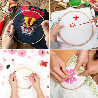 สะดึงไม้ไผ่ ทรงวงรี สําหรับเย็บปักถักร้อย ปักครอสติส DIY
