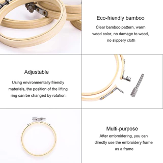 สะดึงไม้ไผ่ ทรงวงรี สําหรับเย็บปักถักร้อย ปักครอสติส DIY