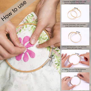 สะดึงไม้ไผ่ ทรงวงรี สําหรับเย็บปักถักร้อย ปักครอสติส DIY