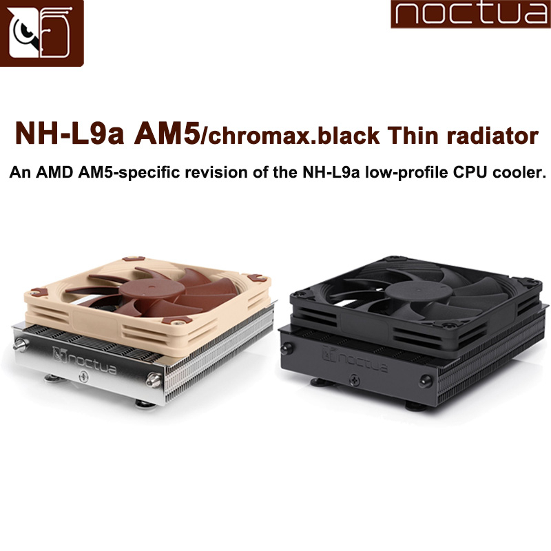Noctua NH-L9a-AM5 Chromax.Black Thin CPU Cooler ITX ขนาดเล็กลงความดันหม้อน้ําระบายความร้อนด้วยอากาศ 