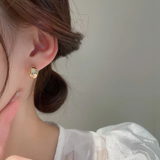 ต่างหูเม็ดเดี่ยว เงินสเตอร์ลิง S925 สีทอง และสีเงิน สําหรับผู้หญิง