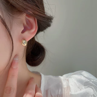 ต่างหูเม็ดเดี่ยว เงินสเตอร์ลิง S925 สีทอง และสีเงิน สําหรับผู้หญิง