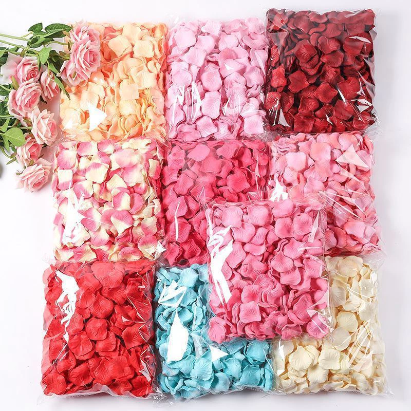 กลีบดอกไม้ปลอม สีชมพู 1,000 สี สําหรับตกแต่งงานแต่งงาน 1,000 ชิ้น