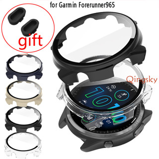 Garmin Forerunner 965 เคส PC กระจกนิรภัย ป้องกันหน้าจอ ฝาครอบป้องกัน FR965 เคสป้องกันสมาร์ทวอทช์ แบบเต็ม